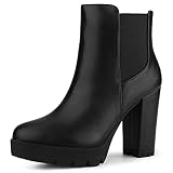 Allegra K Women's Round Toe Zipper Block Heel Black Platform Ankle Boots 7 M US Allegra K Women's Round Toe Zipper Block Heel Black Platform Ankle Boots 7 M US
