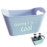 Cesta Organizadora Baño. Canasto Plástico Organizar, Guardar y Almacenar. Cesto con Asas Útil para Mantener Todo en Orden y Organizado. Cesta Multiusos. (azul)