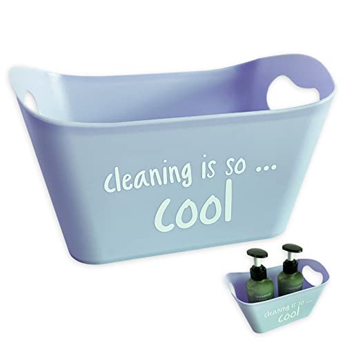 Cesta Organizadora Baño. Canasto Plástico Organizar, Guardar y Almacenar. Cesto con Asas Útil para Mantener Todo en Orden y Organizado. Cesta Multiusos. (azul) Cover