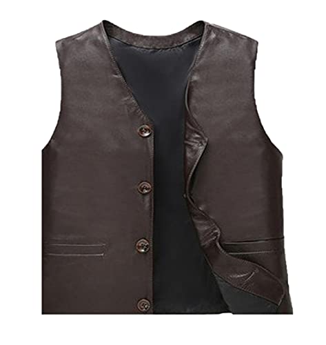 Gilet en cuir à col en V homme confort XXXXL pour ventre rond