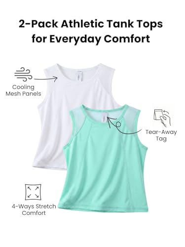 Image of WELAKEN Girls' Athletic Tank Top - Mesh Open Back Sleeveless Sports Shirt for Active Kids,Black,4T
