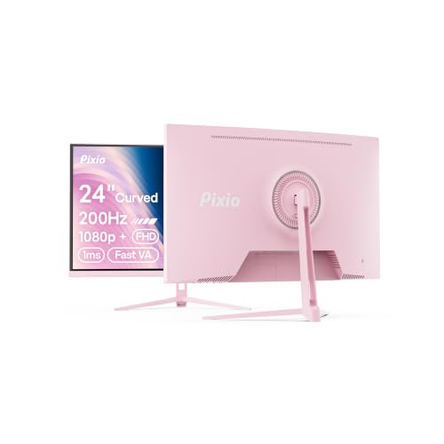 Image of Pixio PXC248 Wave Pink 24 inch 200Hz Refresh Rate FHD 1080p Resolution 1500R Curve Fast VA Panel 1ms GTG Response Time Adaptive Sync HDR Curved Gaming Monitor