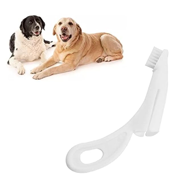 VINGVO Dog Toothbrush, Cat Toothbrush, Nylon Bristle Cat Finger Toothbrush Soft Ergonomic Handle Dog Tooth Brush Pet Toothbrush Teeth Whitening Pet Supplies (White)-f9Dz2GQc