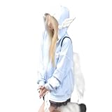 Zenrave Harajuku Hoodies Y2K Gyaru Shoujo Girl Clothes Cutecore Star Jojifuku Tenshi Kawaii Jirai Kei Jackets (Blue,Small)