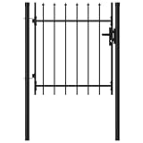 WIFESE Cancela de valla con una puerta y puntas acero negro 1x1 m Reja MetáLica Puerta Jardin Metalica Vallas Para Jardin Metalicas Puerta De Verja de Privacidad Puertas Metalicas Exterior