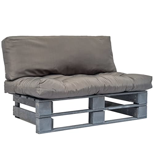 CKioict Conjunto de Asientos para Exterior Juego de salón Sofá de jardín Sofá de jardín de palets con Cojines Grises Madera de pinoAdecuado para Balcón Terraza Salón