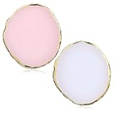 Guduling 2 Pcs Nail Art Pallete,Resin Nail Paint Pallete,Nails Color Palette,Gel Polish Plate,Gilded Edge Nails Arts Color Mixing Palette Tray(White+Pink)
