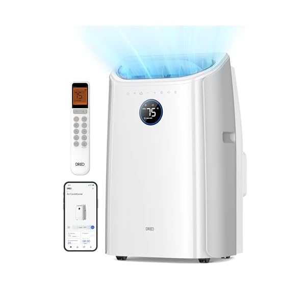 Dreo Portable Air Conditioners, 12,000 BTU AC Unit for Bedroom with Drainage-free Cooling, 46dB Quiet, APP/Voice/Remote, 24h Timer with Fan & Dehumidifier, Smart Air Conditioner for Room Indoors