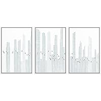 SIGNWIN 3 Piece Framed Canvas Wall Birds and City Canvas Prints Home Artwork Decoration for Living Room,Bedroom - 16