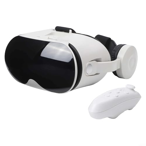 Virtual Reality Headset for iPhone and for Android with Built-in Headphones, Adjustable 3D VR Glasses,Smartphones 5.5 to 6.7 Inch for Mobile Gaming and Movies(White)
