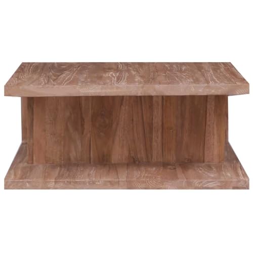 Table basse en teck massif 70x70x30 cm forme C avec grand compartiment ouvert pour salon - 5