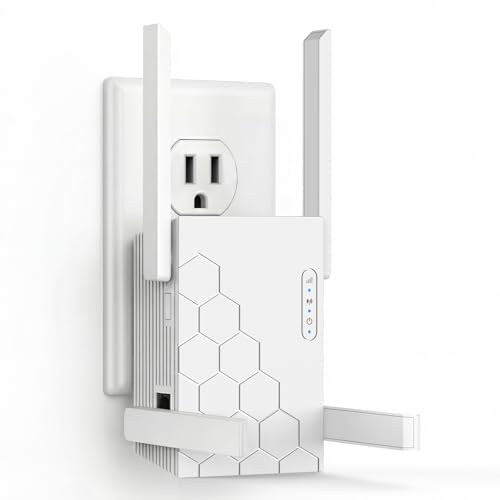 WiFi Extender Signal Booster, Dual Band 5.8GHz&2.4GHz, WiFi Booster Covers Up to 10200 Sq.ft and 45 Devices, 1200Mbps WiFi Repeater w/Ethernet Port, 1-Tap Setup