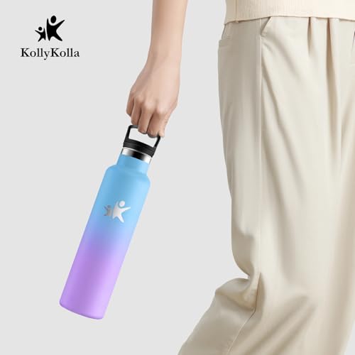 KollyKolla Thermosflasche 1L, Wasserflasche Kohlensäure Geeignet, Trinkflasche Edelstahl mit Strohhalm, Isolierflasche Auslaufsicher… – Ansicht 6