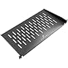 ZC HAPPY ORANGES 1U Server Rack Shelf 19-Inch Universal Vented Rack Mount Cantilever Server Cabinet Shelf Duty Steel - Weight Capacity 50lb/23kg 10" Deep,Black