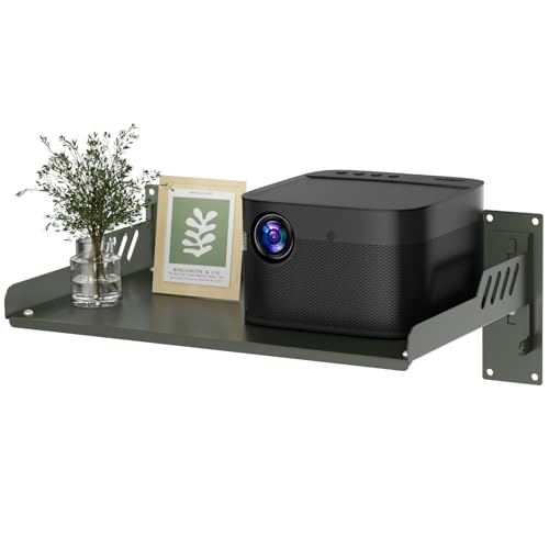 suptek 15.7”x9.8” Projector Wall Mount Shelf – Floating Shelf for Router, Modem, Cable Box – Space-Saving and Compact Wall-Mounted Stand for Home/Office, Gunmetal Gray, PRBG01M