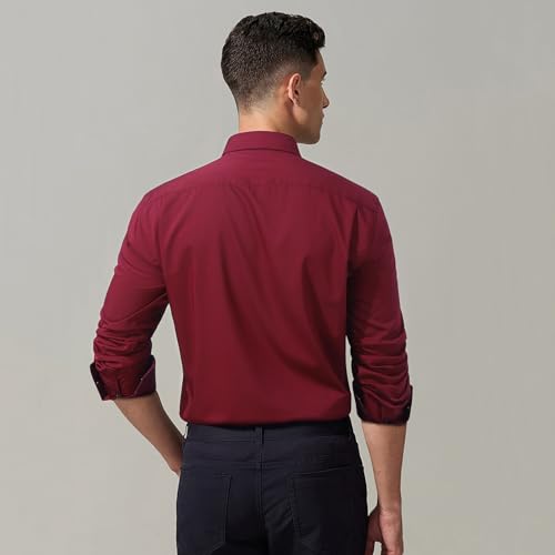 Image of HISDERN Mens Dress Shirts Long Sleeve Button Down Casual Shirts for Men Inner Contrast Formal Business Tuxedo Wedding Shirt