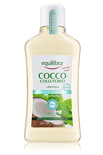 Equilibra Higiene Dental, Coco Collutorio blanco natural, collutorio a base de aceite de coco, protege de Carie y Tartaro, ayuda a conservar el blanco natural, protege de los bacterias, 500 ml Cover