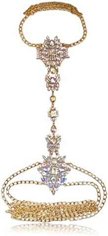 NABROJ Gold Body Chains Plus Size Body Chest Chain Jewelry for Women Sexy Iridescent Rhinestone Costume Jewelry Valentines Day Gifts-STL01 Crystal