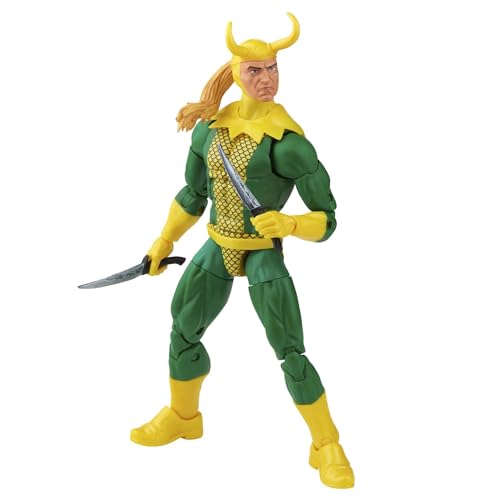Image of Marvel Legends Series Loki 6-inch Retro Packaging Action Figure Toy, 3 Accessories