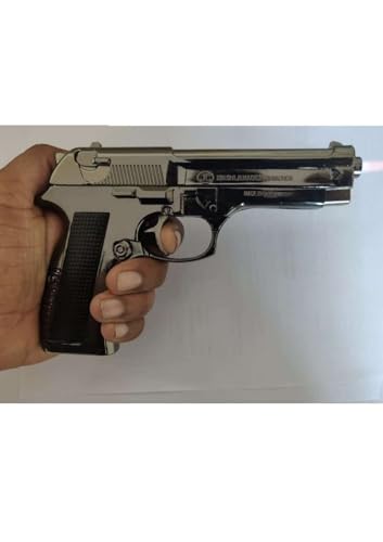 Image of Gun Pistol Lighter Heavy Weight Metal Body Real and Original Like Gun Pistol for Decorative, Smoking Filled with Gas (608 Black) (Silver)