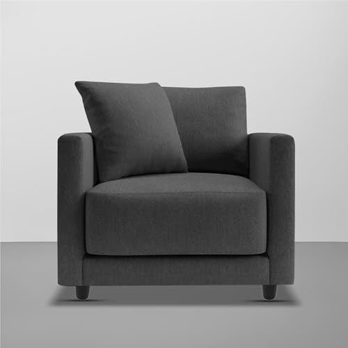 Image of Casaliving Dominic 1 Seater Sofa Set for Living Room (Black Fabric) Premium Fabric Sofa
