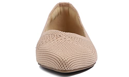 FEVERSOLE Women's Woven Pointy Fashion Cutouts Breathable Knit Flat Shoes2