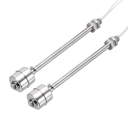 sourcing map Stainless Steel Float Switch, 100mm Rod 110V DC 0.5A Vertical Water Level Sensor M10 Thread Single Tank Liquid Level Controller for Pump/Alarm 2 Pcs