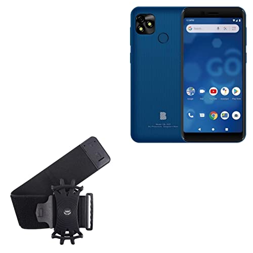 BoxWave Holster Compatible with BLU C6L (2021) - ActiveStretch Sport Armband, Adjustable Armband for Workout and Running - Jet Black