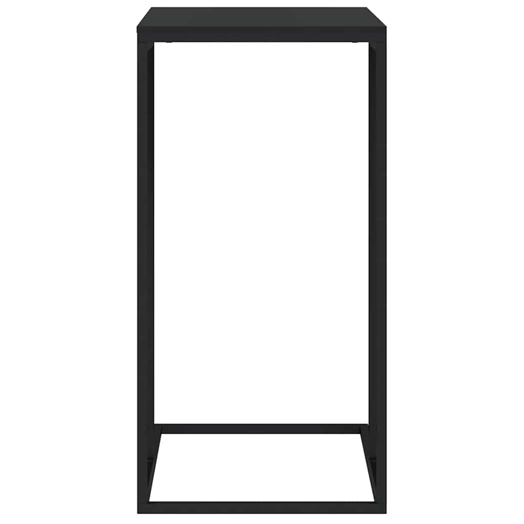 Mały stolik kawowy w kształcie litery C, czarny, 40 x 30 x 59 cm, drewno i żelazo, nowoczesna strona do salonu, sofa przesuwana pod akcentem mebli, stabilna powierzchnia, łatwy montaż