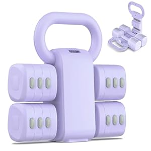 2-in-1 Adjustable Dumbbell Set, Upgraded 4 Levels Hand Weights for Women Men, Each 2.2/3.3/4.4/5.5lb, Convertible Weights Dumbbells and Kettlebell Set for Home Gym Exercise & Fitness