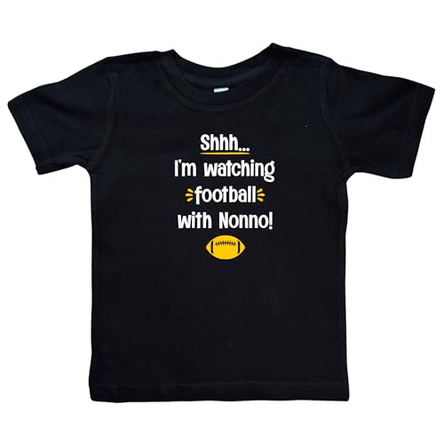 Shhh... I'm Watching Football with Nonno Black or White Toddler T-Shirt, Grandson or Granddaughter Present, Kid Shirt, Valentine's (Nonno Watching Football Shirt)