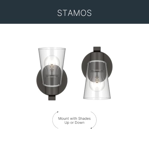 Image of Kichler Stamos 8 inch 1-Light Soft Modern Wall Sconce with Clear Glass in Olde Bronze, (8 inch H x 5 inch W), 52437OZCLR