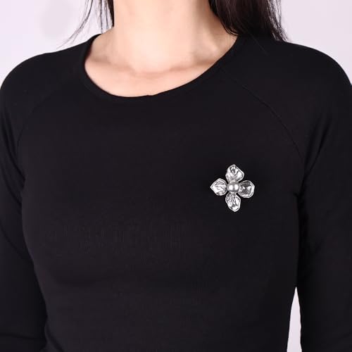 Image of Dainty Brooch Pin for Women, Rhinestone Scarf Shawl Costume Brooches and Pins Flower Boutonniere Hat Bag Suit Dress Accessories Pearl Brooches Lapel Pins