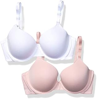 Fruit of the Loom Women's 2-Pack T-Shirt Bra, White/Blushing Rose, 38DD