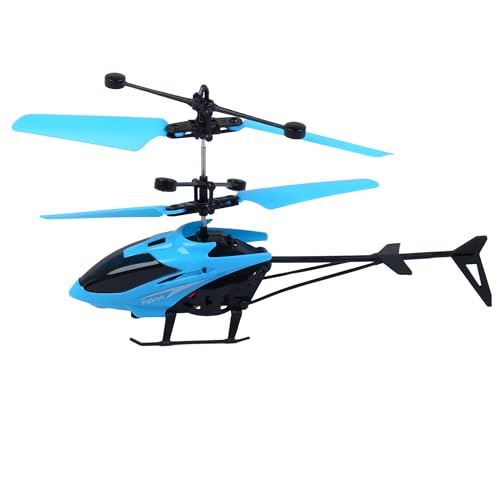 Image of Remote Control Helicopter Flying RC Aircraft | Easy-to-Fly Rechargeable Helicopter Toy for Kids | Indoor & Outdoor Use | Induction Flight | Stable Control | Blue Black