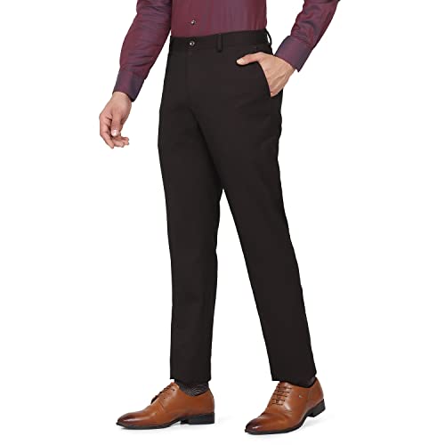Image of blackberrys Structured Polyester Viscose Slim Fit Men's Work Wear Trousers