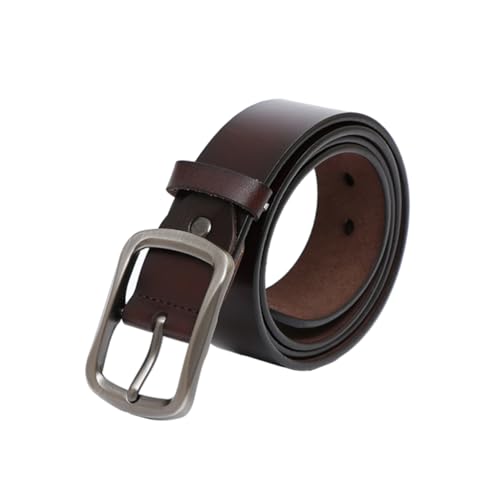 Men Vintage Cowhide Leather Belt with Pin Buckle Retro Cowboy Style for Jeans and Pants Brown