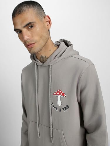 Image of Veirdo Cotton Fleece Regular Fit Full Sleeve Hooded Sweatshirt Front and Back Graphic Printed Jumper Hoodie for Men