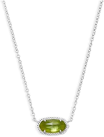 Kendra Scott Elisa Pendant Necklace for Women, Fashion Jewelry, Rhodium-Plated, Peridot Illusion