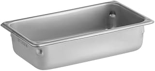 1/4 Size Anti-Jam Steam Table Pan, 22 Gauge Stainless Steel, 2.5 Inch Deep, Commercial Hotel Pan, Rectangle, 10.25x6.38 Inch, 1.8 Qt Capacity, Silver