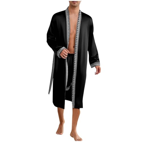 Mens Satin Silk Bathrobe Fashion Kimono Robe Lightweight Comfort Loose Fit Sleepwear Sets with Shorts