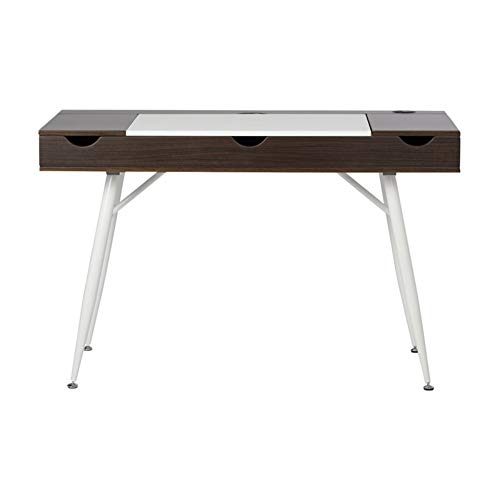 Calico Designs Nook Modern Desk With Multi Soft-Close Storage Compartments, White/Dark Walnut #TOP1