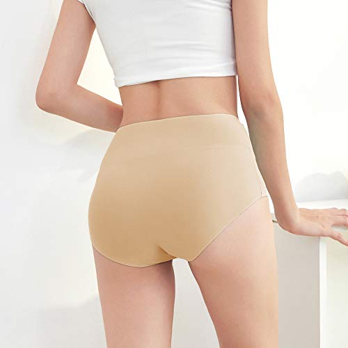 Fallsweet No Show High Waist Briefs Underwear For Women Seamless Panties Multi Pack (Black2Beige2Pink1, L) #TOP3