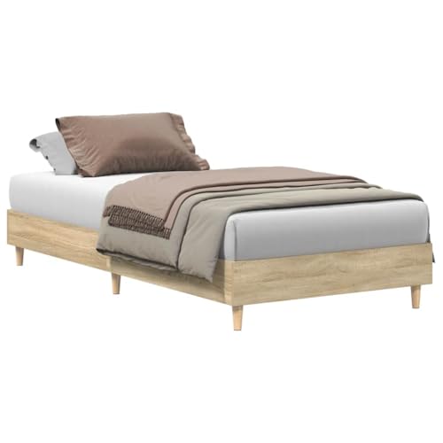 vidaXL Cadre de lit sans Matelas chêne Sonoma 75x190 cm, Meuble de Chambre à Coucher, sommier, lit Simple, lit, châlit, lit de Palette, lit à Panneaux