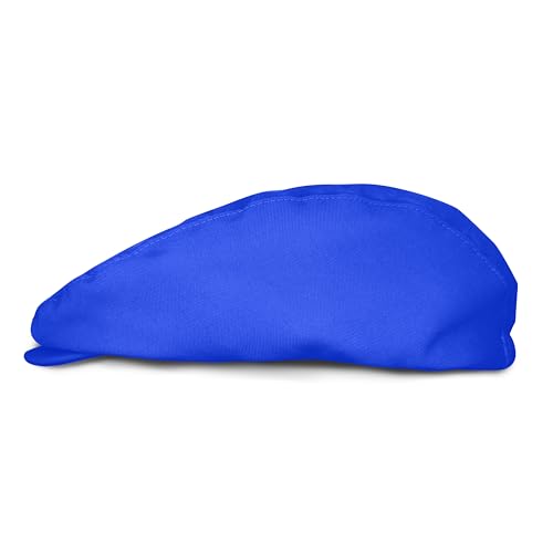 Ben Hogan Flat Newsboy Ivy Hat - Traditional Gatsby Golf Cap: 'Par 3' - Solid Royal Blue - Microfiber
