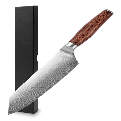 Cuchillo de 7 pulgadas de acero de Damasco VG10, cuchillo de chef con mango de madera, cuchillo afilado for cortar carne, cuchillo de cocina for sushi