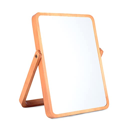 Lotiko Wood Makeup Mirror,Rectangle Desk Makeup Mirror, Wall-Mounted Mirrors For Living Room, Bedroom, Shaving Cosmetic Mirror #TOP28