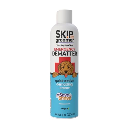 Skip The Groomer Emergency Dematter for Dogs, Quick Action Dematting Cream Dissolves Severe Mats & Knots, Reduces Pain & Breakage, Plant-Based Vegan Formula for All Coat Types, 8 oz