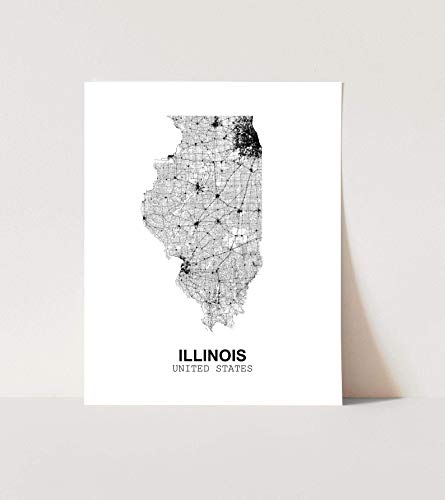 Eleville 11X14 Unframed Illinois United States Country View Abstract Road Modern Map Art Print Poster Wall Office Home Decor Minimalist Line Art Hometown Housewarming Wgn170 #TOP1