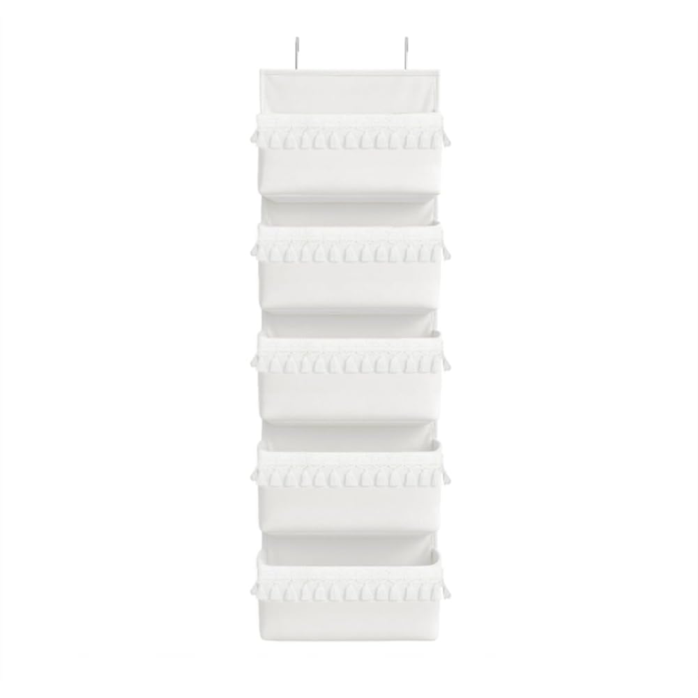 Vjsujehgy Over the Door Organizer Hanging,5 Pockets Boho Style for Nursery Decoration over Door Storage Space